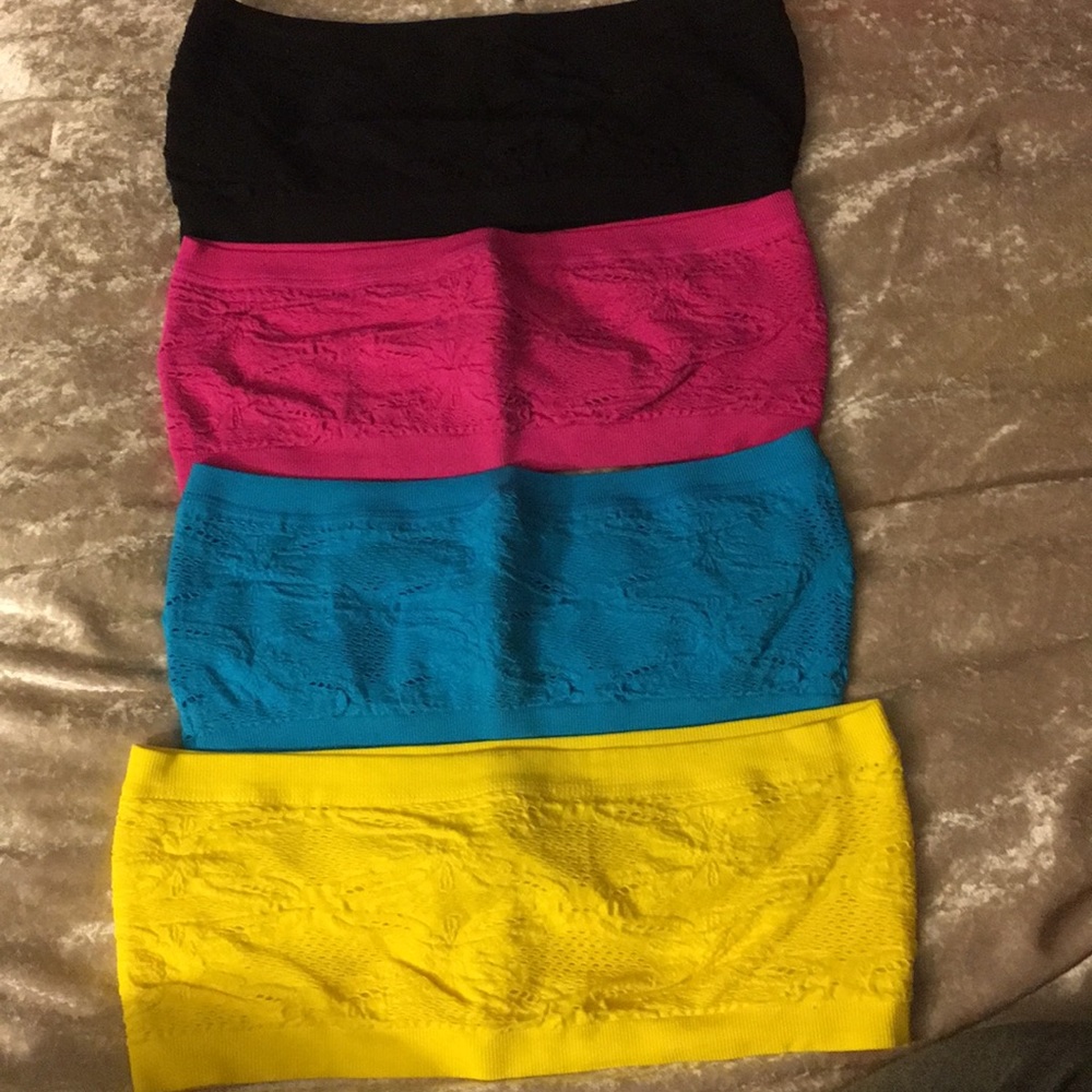 NWOT BUNDLE!!! Crochet like strapless bandeau crop